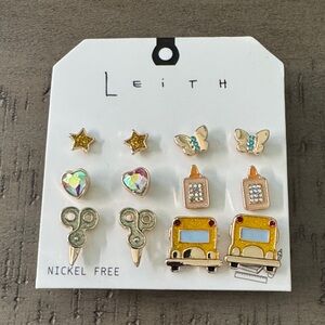 Leith Teacher School Gold 6 Earring Set in Bag